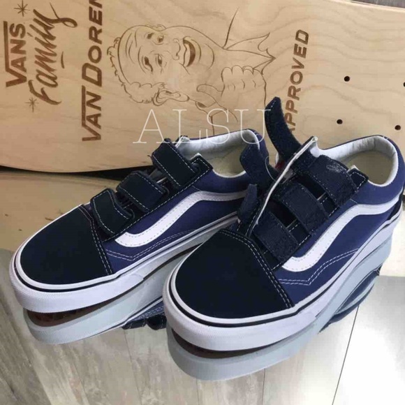 VANS Old Skool Suede Canvas Blue Kid’s AUTHENTIC - Picture 6 of 7